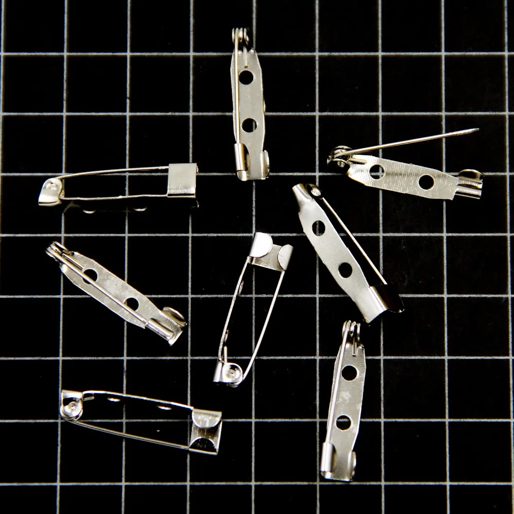 1500Pcs Silver Tone Brooches Back Bar Base Pins Charms Fashion Jewelry Making Finding 25x5mm
