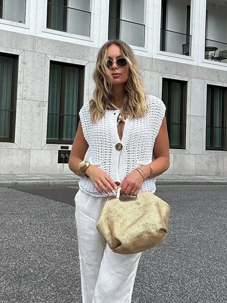 Knitwears Women's Vest Outerwears Sleeveless Brown Sweater Knit Vest Women Sweaters Autumn Winter