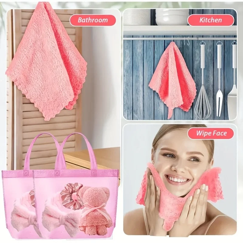 20 Spa-Geschenksets – 5 große Polyester-Beutel, 5 Stirnbänder, 5 Haarringe, 5 bärenförmige Stoffe – perfekt für Brautpartys, Einlegeln – Detail 8