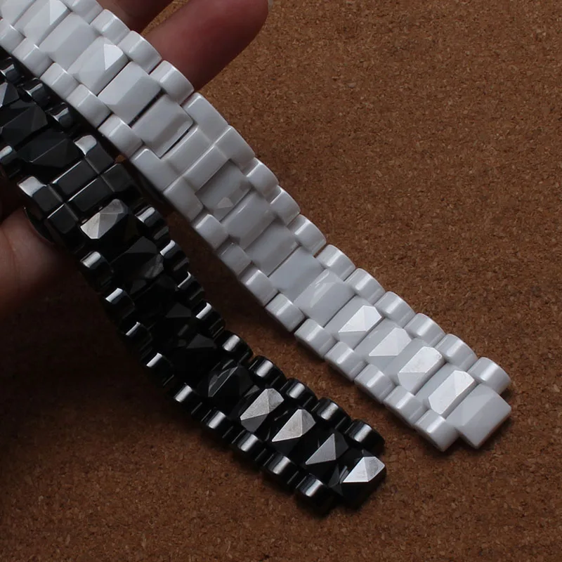 

Watchband accessories Black White Polished fit J12 ladys Watch strap Polygon links 19mm Quartz Fashion new bracelet Ceramic band