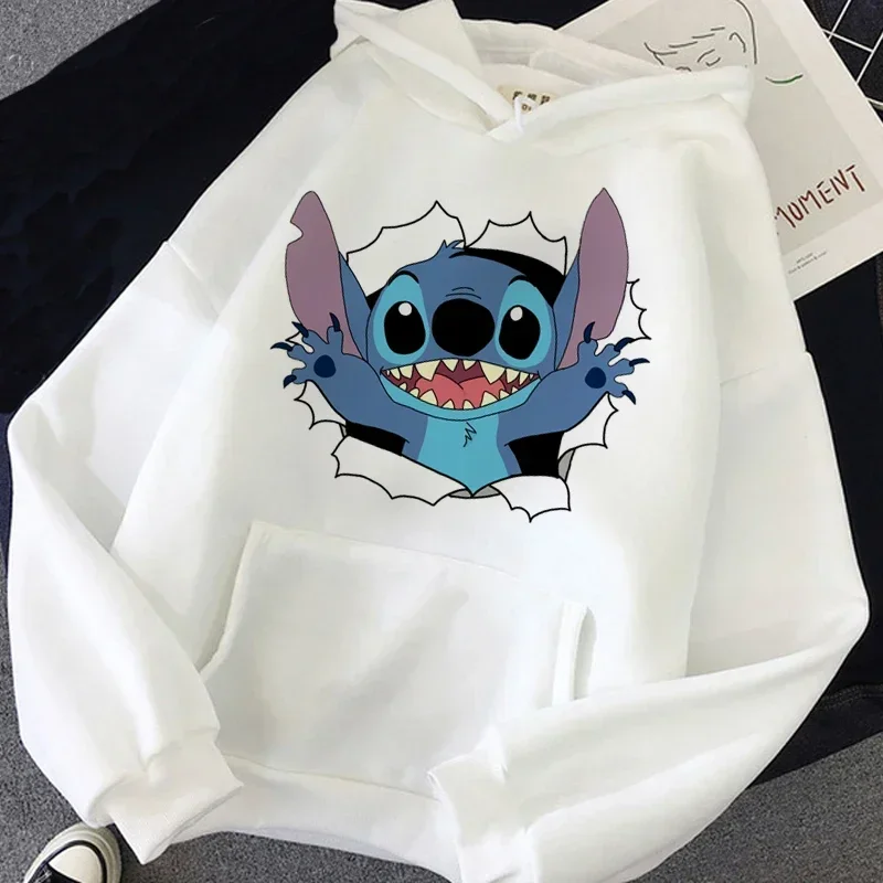 Cartoon Women Hoodie Kawaii Lilo Stitch Graphic Print Women\'s Sweatshirts Long Sleeved Hoodie Autumn Fun Anime Pullover Clothing