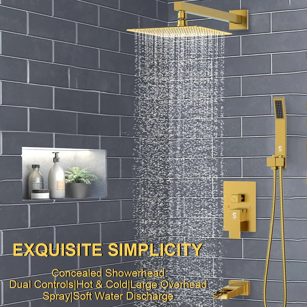 

10 Inch Ultrathin Rainfall Shower Head with Handshower Polished Shower Sprayer Square Shower Head for Home Bathroom Accessories