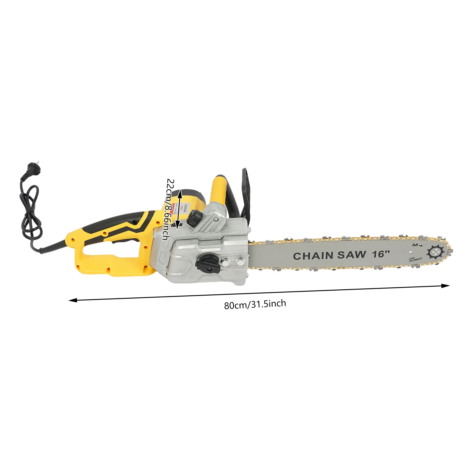 2000W 16 Zoll Elektrische Kettensäge 800 U/min Hochgeschwindigkeits-Kettensäge mit Kabel für Holzschneiden, Baumschnitt, Holzspalten, Forstwirtschaft, Garten und Heimgebrauch – Detail 7