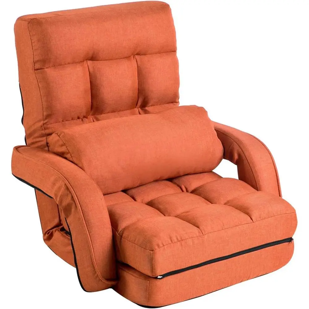 

14-Position Adjustable Floor Chair, Chaise Lounge, Comfortable Lazy Sofa with Armrests and Pillow for Adults, Ideal for Gaming o