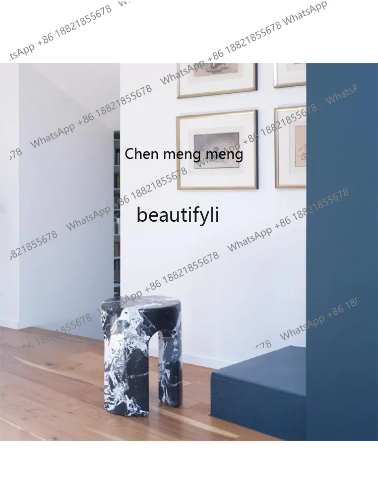 

ss7486 Nordic Natural Marble Side Table Light Luxury Bulgari Black Sofa Home Living Room Small Coffee Table Corner Table furnitu