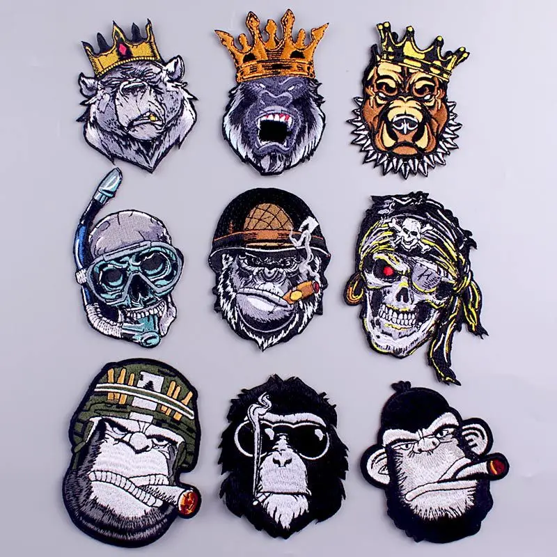 Iron On Patches for Clothes Gorilla Clothing Stickers Fabric Sewing Embroidered Patch Thermal Adhesive Applique Fusible Badges