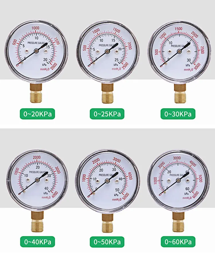 Kpa pressure gauge -40~0kpa 0-2.5kpa 0-4kpa 0-6kpa 0-10kpa 0-15kpa 0-16kpa 0-20kpa 0-30kpa 0-50kpa 0-60kpa micro pressure meter