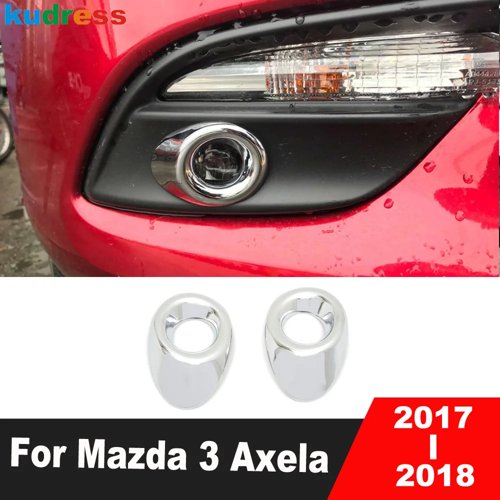 For Mazda 3 Axela 2017 2018 Chrome Car Front Fog Light Lamp Cover Trim Head Foglight Foglamp Bezel Trims Exterior Accessories