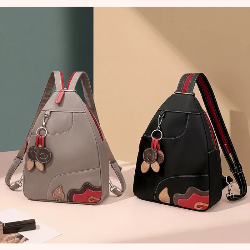 Women Backpack Outdoor Casual Waterproof Solid Nylon Shoulder Bag Fashion Simple Versatile Crossbody Bag Student School Bags
