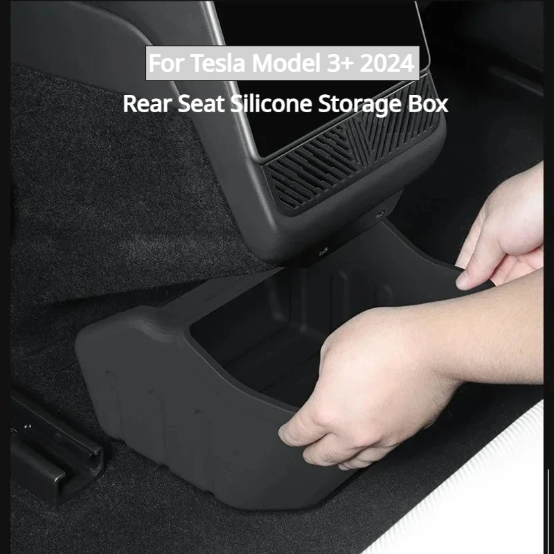 For Tesla Model 3 Highland 2024 Rear Seat Storage Box Waterproof Backseat Storage Tray For Tesla New Model3+ Auto Accessories