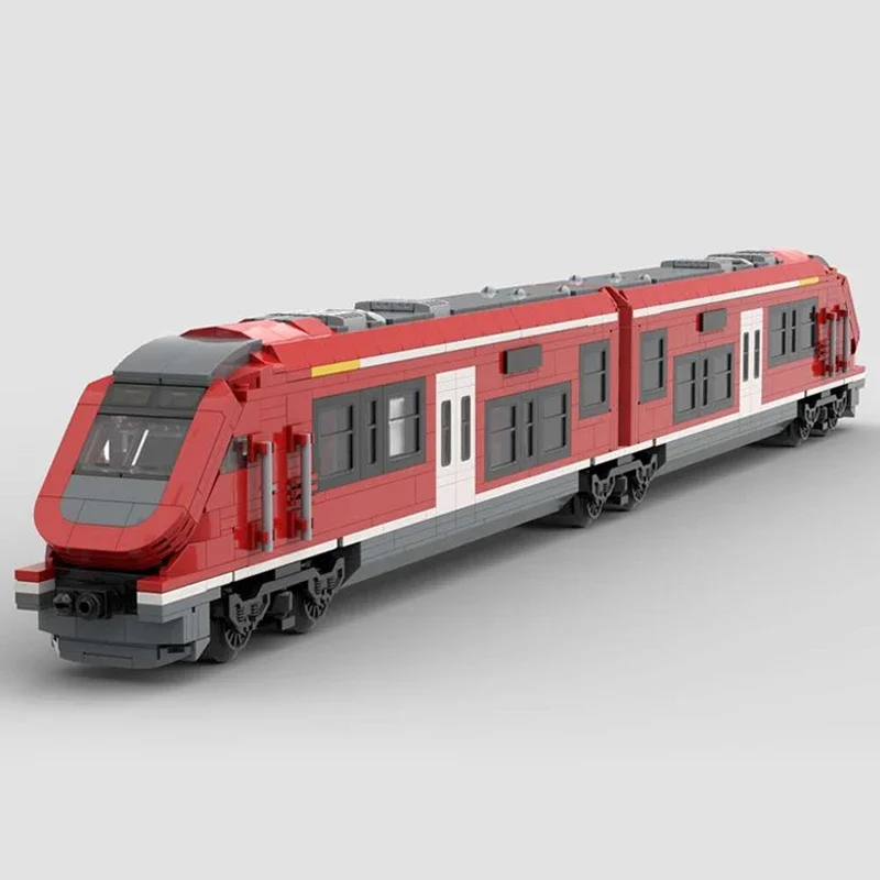 Moc-都市列車モデルのビルディングブロック、都市のレンガ、ヨーロッパの列車技術、ヨーロッパのモジュラーレンガ、DIYアセンブリおもちゃ、クリスマスギフトセット