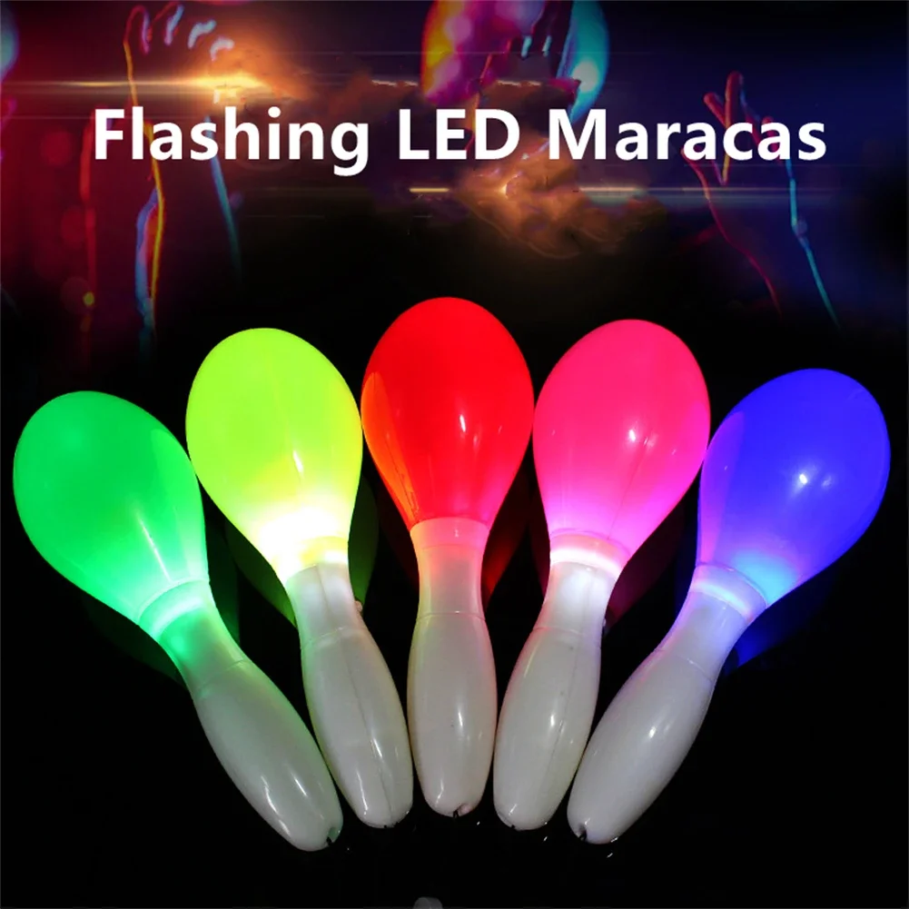 Multi Color LED Maracas Flashing Light Lamp Sensory Glowing Sand Hammer Toys Music Learning Instruments For Concerts Parties