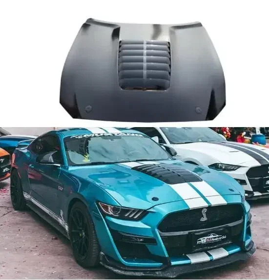 New！ For Ford Mustang 2015 2016 2017 2018 2019 2020 2021 2022 Real Carbon Fiber & Aluminum Alloy Car Front Engine Hood Vent Cove