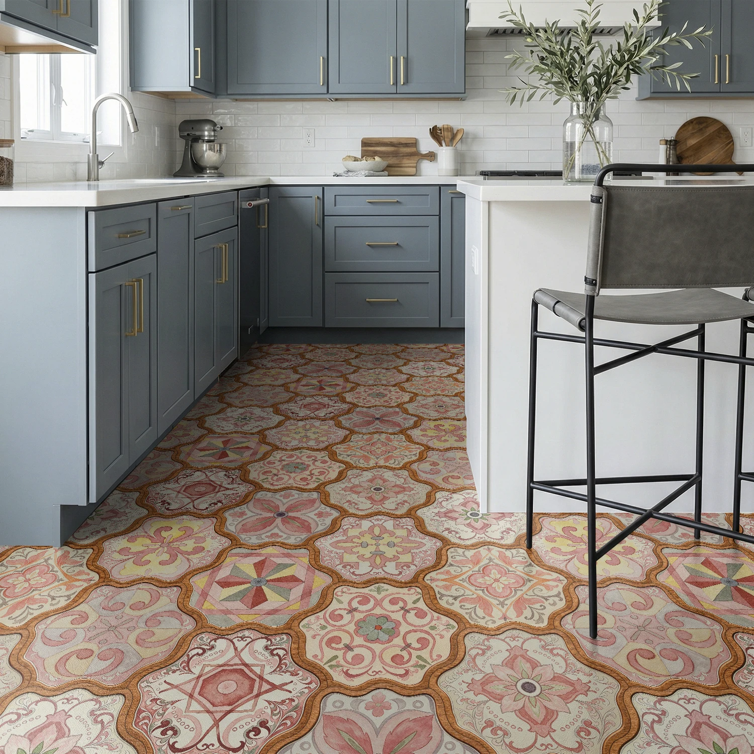 10/20/30/40/50Pcs Flower Shape Pink Floral Floor Stickers 30cm Water Resistant Self Adhesive Floor Tiles