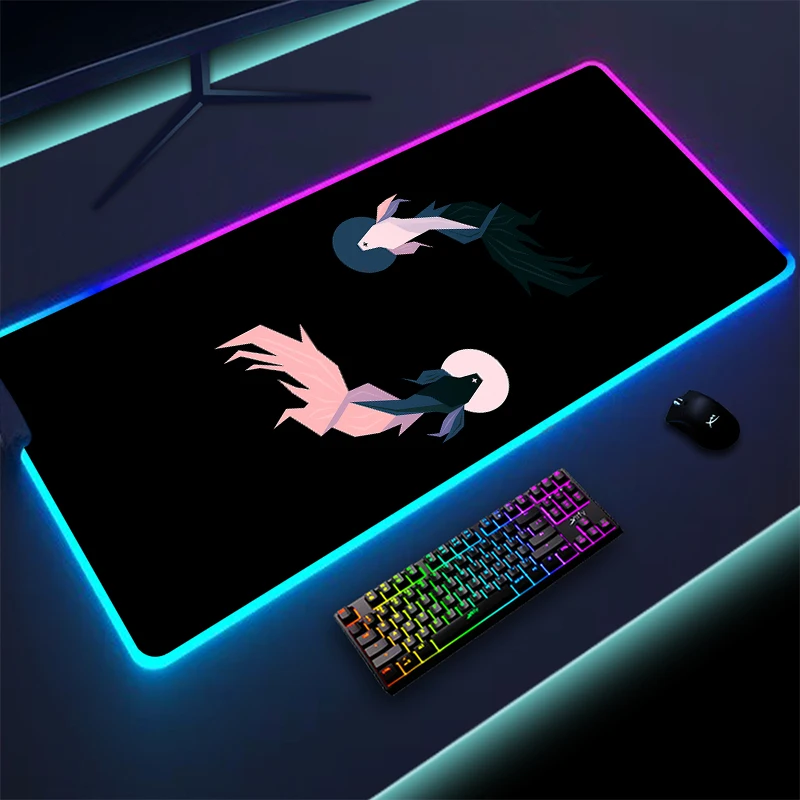 

RGB Mouse Mat Koi Extend HD Print LED Mouse Pad Locking Edge Game Computer Mousepad Gamer With Backlit Rubber Keyboard Mat XXL