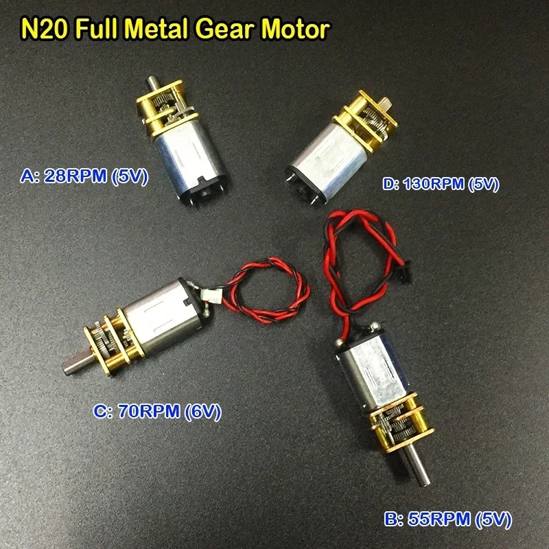 1PCS Micro N20 Gear Electric Motor DC 3V 5V 6V 28RPM 55RPM 56RPM 130RPM High Torque Metal Gearbox Precision Gearwheel  Door Lock