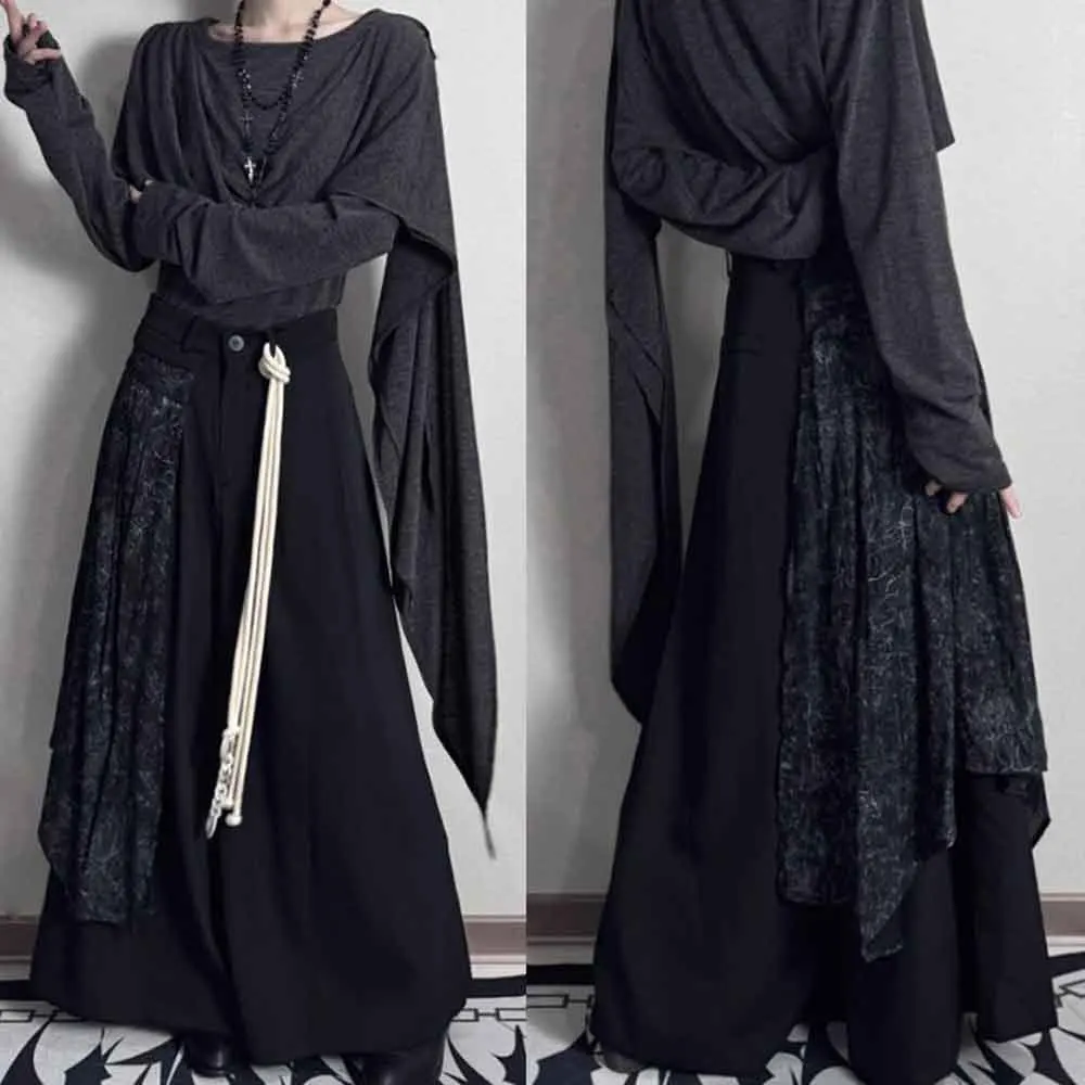 

Осенние новые мужские асимметричные брюки-кюлоты в китайском стиле ретро, модные тенденции, уличные повседневные свободные нишевые мужские штаны 2025