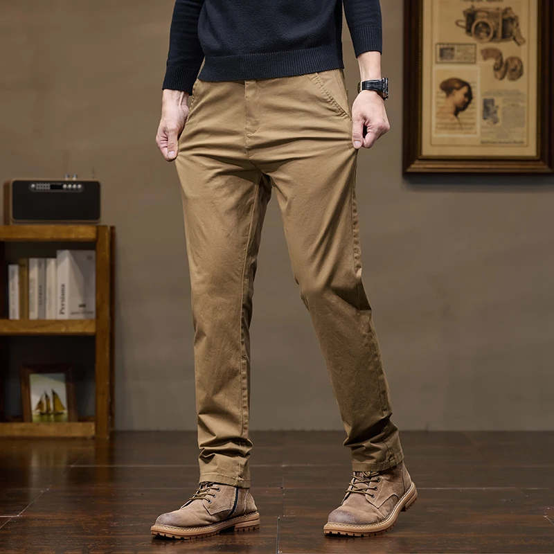 Pantalones de trabajo elásticos para hombre, pantalón informal, Delgado, Regular, moda coreana, primavera, otoño e invierno, nuevo diseño, 2024