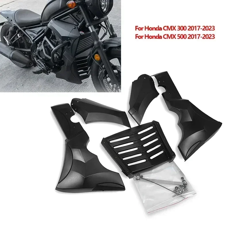 Motorcycle Black Lower Chin Fairing Under Front Spoiler Cover Belly Pan Panel Engine Guard For Honda Rebel CMX 300 500 2017-2023