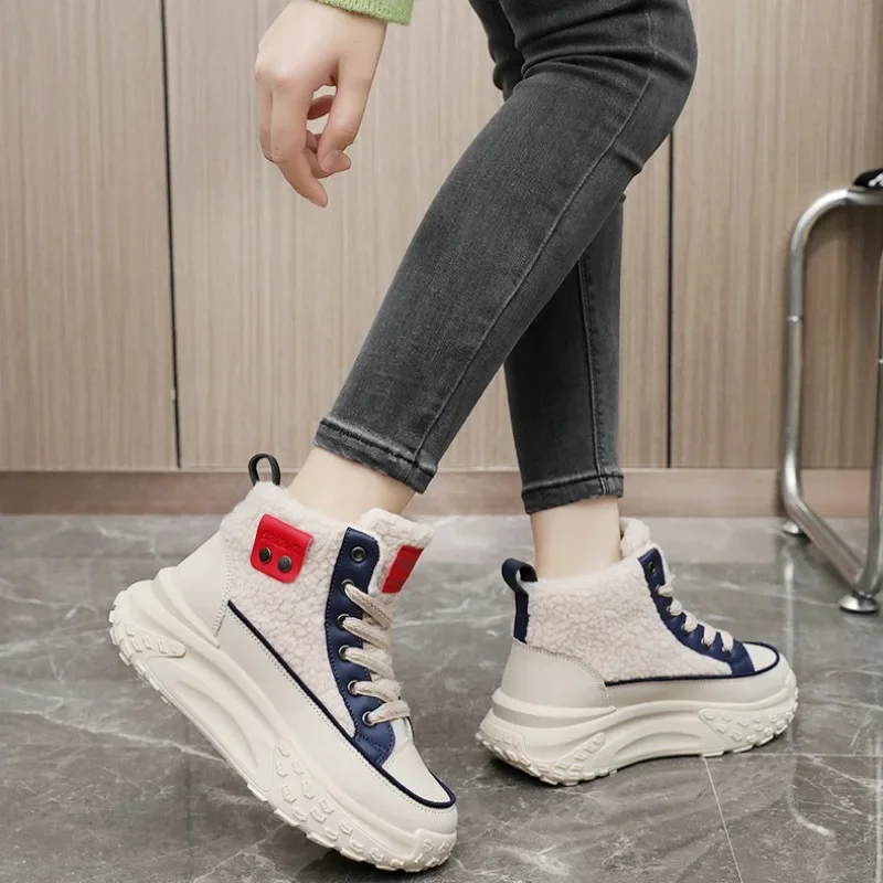 Women's Boots 2024 New Winter Fashion Plush Warm Ankle Cotton Shoes for Women Comfortable Thicken Cold Resistant Snow Boots