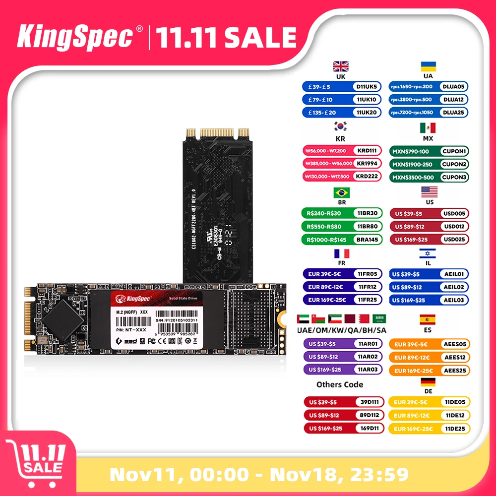 KingSpec M2 2280 SSD M.2 SATA 128gb 256gb 512gb 1TB 2TB HDD 120g 240g NGFF SSD 2280 2TB HDD disco duro for Desktop Laptop Xiaomi