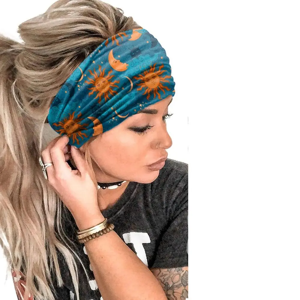 Turban artificiel astique à Large Bord pour Fille, Bandana Doux, Imprimé Floral, Étoile, Style Boho, pour Sauna, Nouvelle Collection