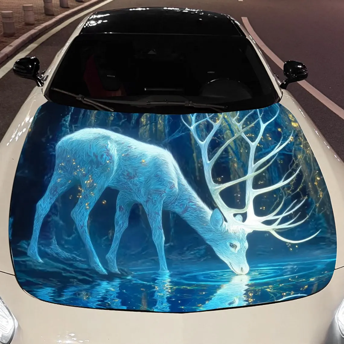 

Blue Moose Car hood packaging sticker, PVC material, self-adhesive waterproof, anti-slip paint, car exterior decoration accessor