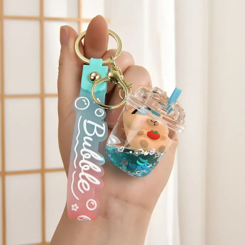 Sequin Liquid Quicksand Capybara Keychain Creative Transparent Floating Oil Capibara Bag Hanging Cute Funny