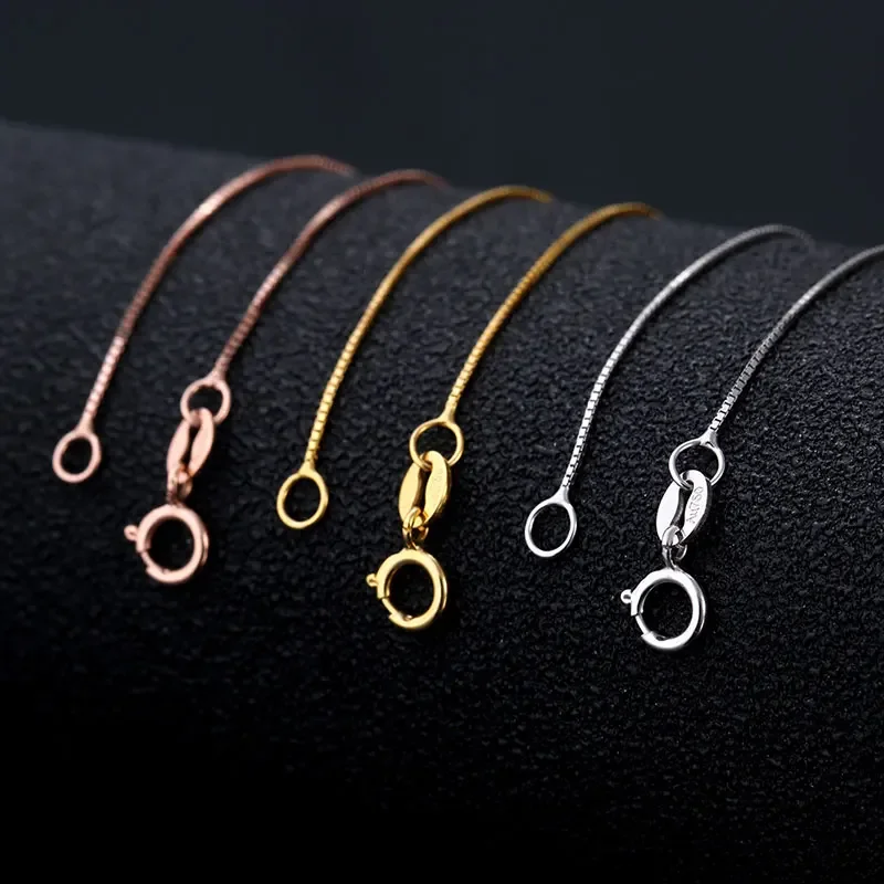 18k Pure Gold Necklace Rose White Yellow Women Fine Simple Slim Thin Chains Hot Sale Matched For Any Pendant trendy new 2025