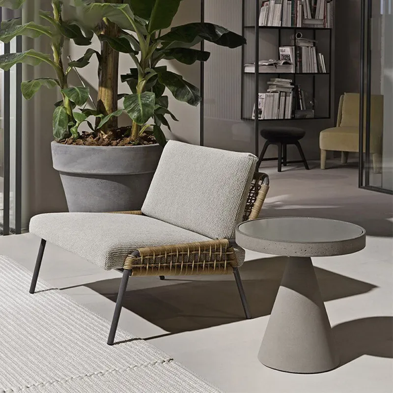 

Nordic outdoor Teng sofa courtyard garden outdoor open-air balcony leisure single rattan chair creative small coffee table combi