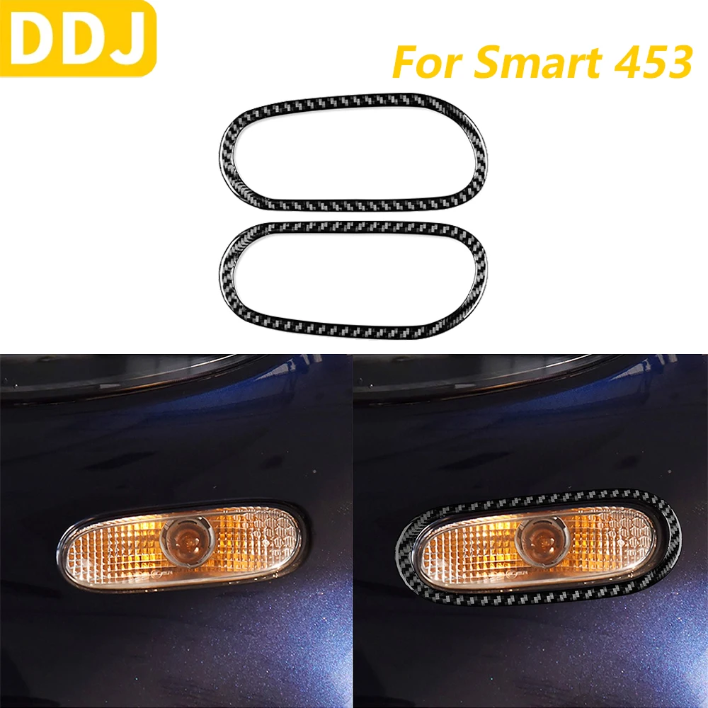 لمرسيدس بنز الذكية 453 2016-2021 ألياف الكربون المصد الأمامي الضباب ضوء مصباح لوحة غطاء اكسسوارات السيارات الزخرفية ملصق