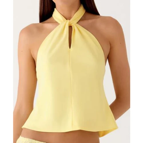 Imagen 2 del producto Camisetas sin mangas básicas con cuello halter de verano para mujer, chaleco recortado sin mangas con espalda descubierta para fiesta