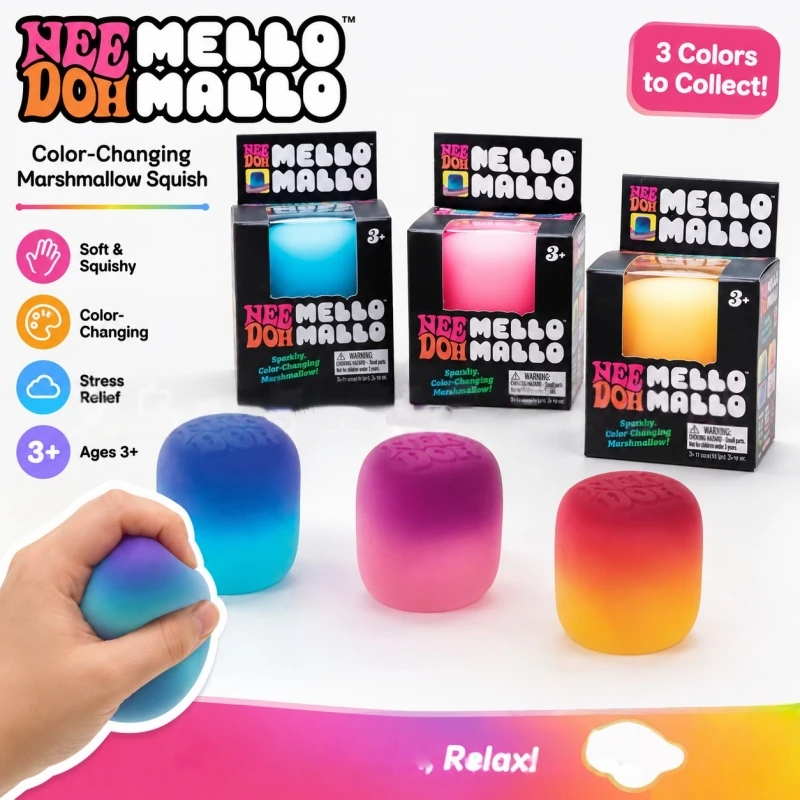 Jouet Squishy en forme de guimauve à changement de couleur, jouet anti-stress sensible à la lumière pour adultes