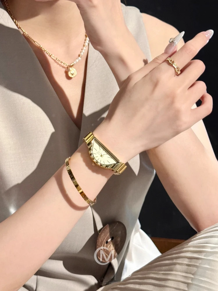 2025 Fashion Women's Watch Light Luxury Semi-circular Irregular Design Light Luxury Niche High-end Women's Quartz Watch