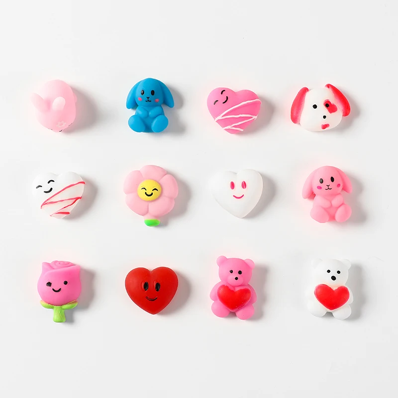 バレンタインデー用もちもちスクイーズハート、愛の花柄スクイーズ、タバス猫の足ドーナツスクイーズ、ストレス解消おもちゃ、恋人、友情、彼女へのギフト