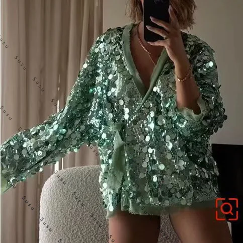 

2025 new GY26109 fashion bead splicing jacket