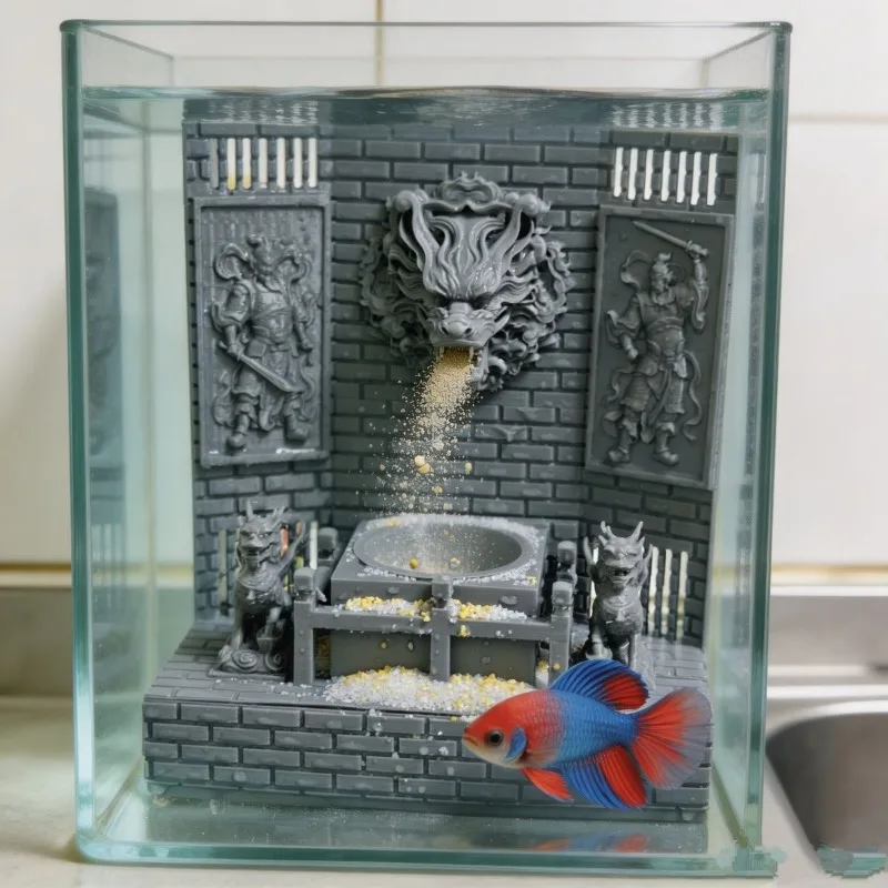 Dragon spit water quicksand fish tank, new Chinese Zen desktop decoration 3D printing national wind quicksand ornament