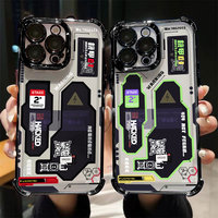 Hacker Creative Mecha Plating Phone Case For iPhone 16e 16 15 14 13 12 11 Pro Max X XR 7 8 6 Mini Plus Anti-Fall Airabag Cover