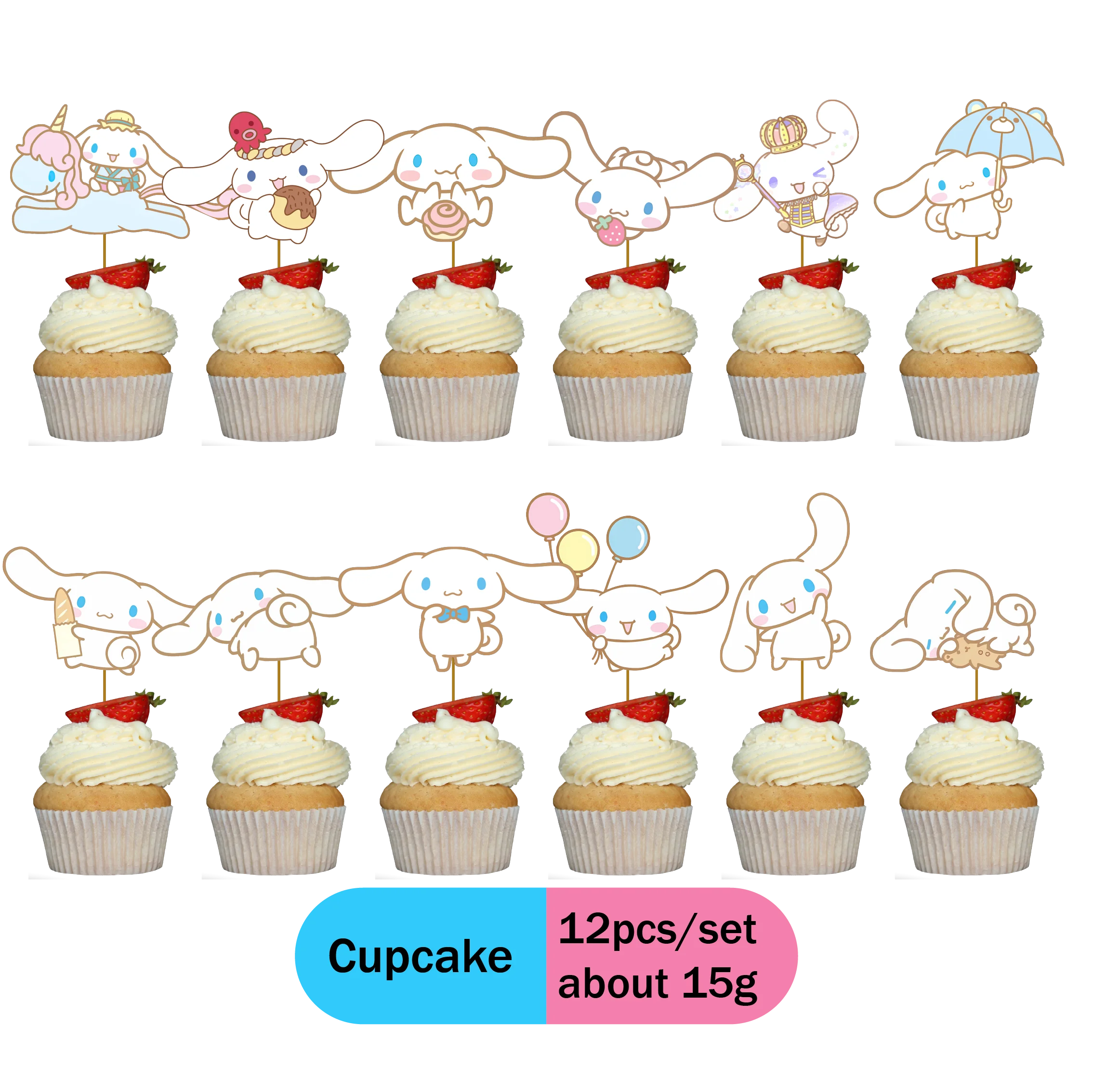 Disposable TAKARA TOMY Sanrio Cinnamoroll Theme Party Supplies Paper Cup Plate Brooch Stickers Children Birthday Baptism Decor
