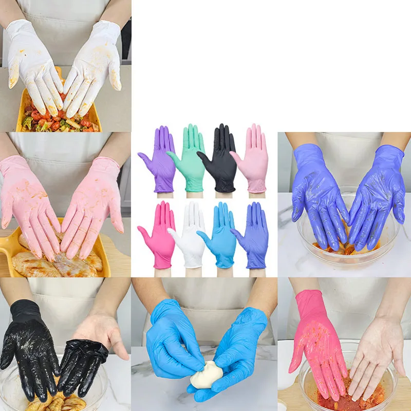 50pcs Nitrile Disposable Gloves, Suitable For Kitchen, Gardening, Dishwashing, Household Cleaning, Nail Salon Tattoo Gloves