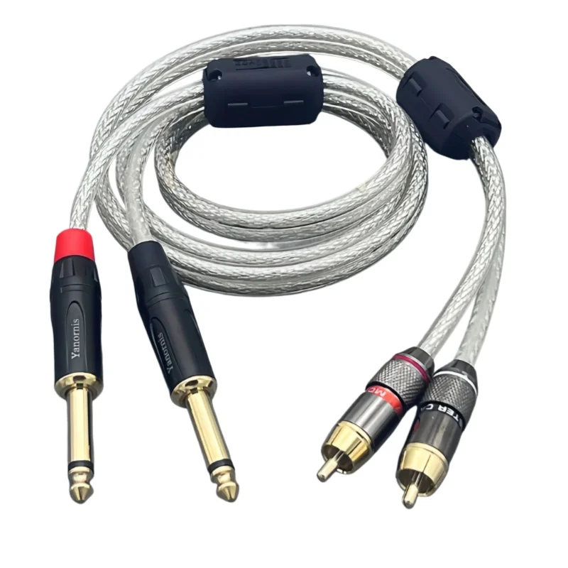 Electric piano 6.5 turn RCA fever audio cable double 6.35 turn double RCA head sound card two to two Lotus mixer cables