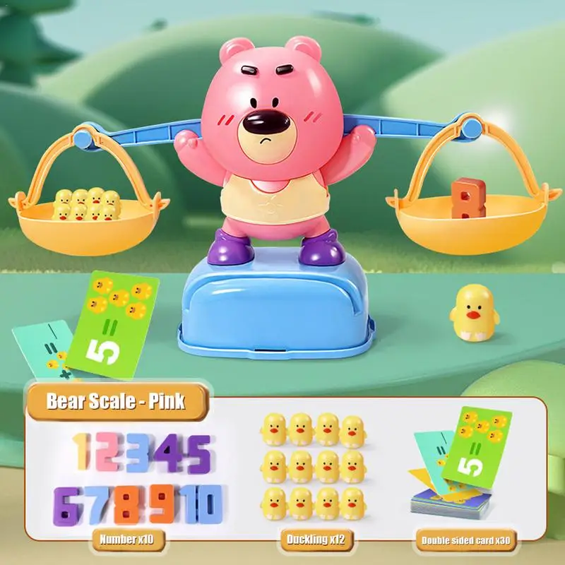 Juego de matemáticas de equilibrio para niños, juguetes educativos Montessori, 12 patos, oso, juguetes de desarrollo para bebés en edad preescolar, enseñanza de números, juguetes de matemáticas