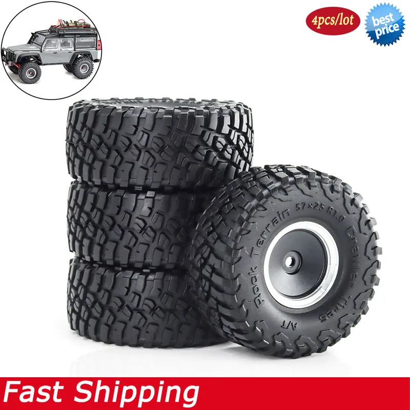 1.0 Inch Metal Beadlock Wheels Rims Tires Set for 1/18 Traxxas TRX4M Bronco Defender 1/24 Axial SCX24 AX24 FCX24 Upgrade Parts