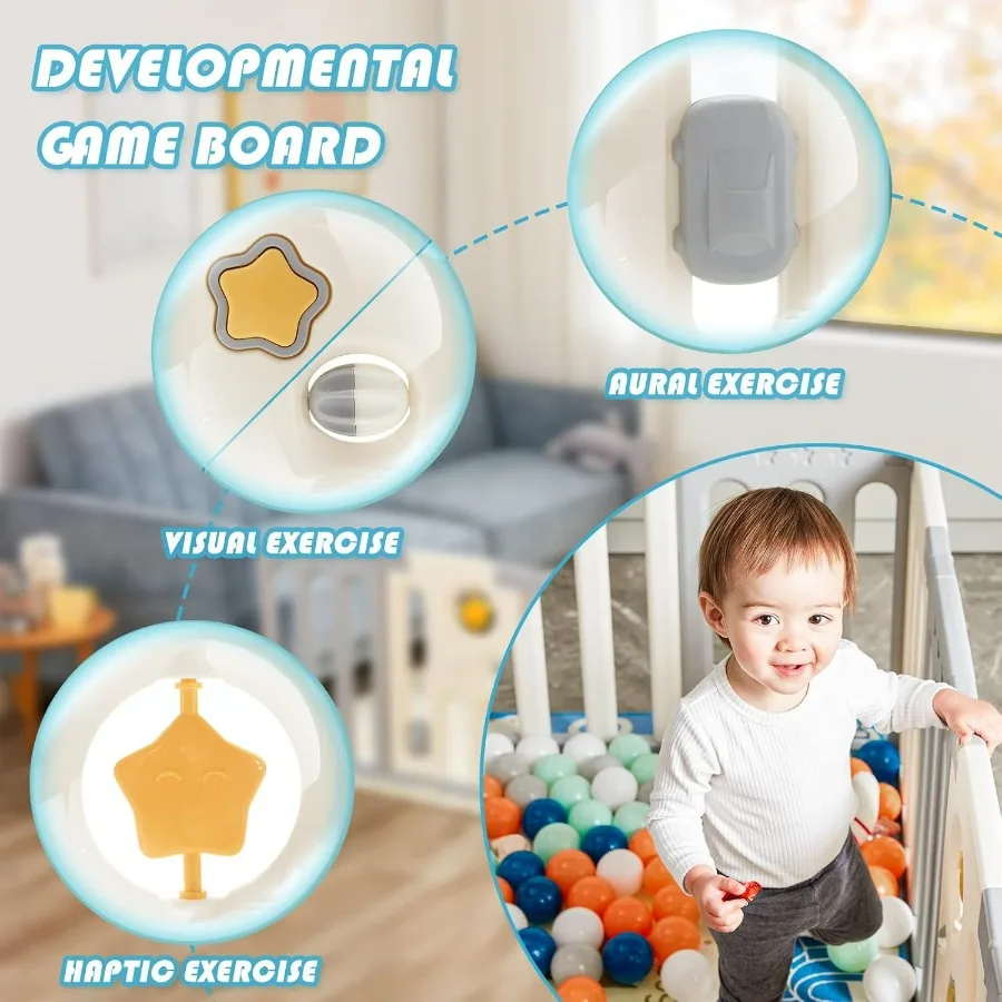 Coolever cercadinho para bebês, cercadinho de segurança para bebês e crianças pequenas, resistente e imovível, cerca para bebês, área de jogo, atividade cent