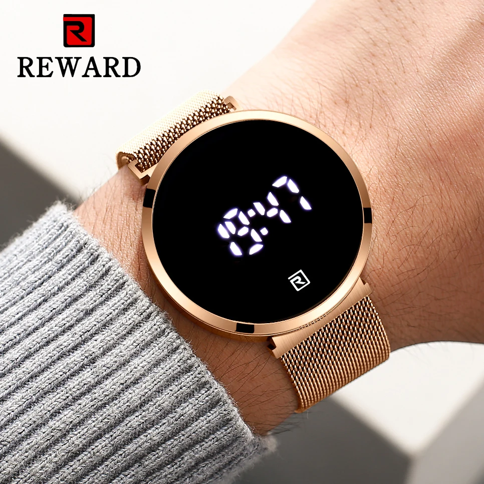 

REWARD Men's Quartz Wristwatch Touch Screen Waterproof Business Watch Male Fashion Luxury Stainless Steel Watch for Man