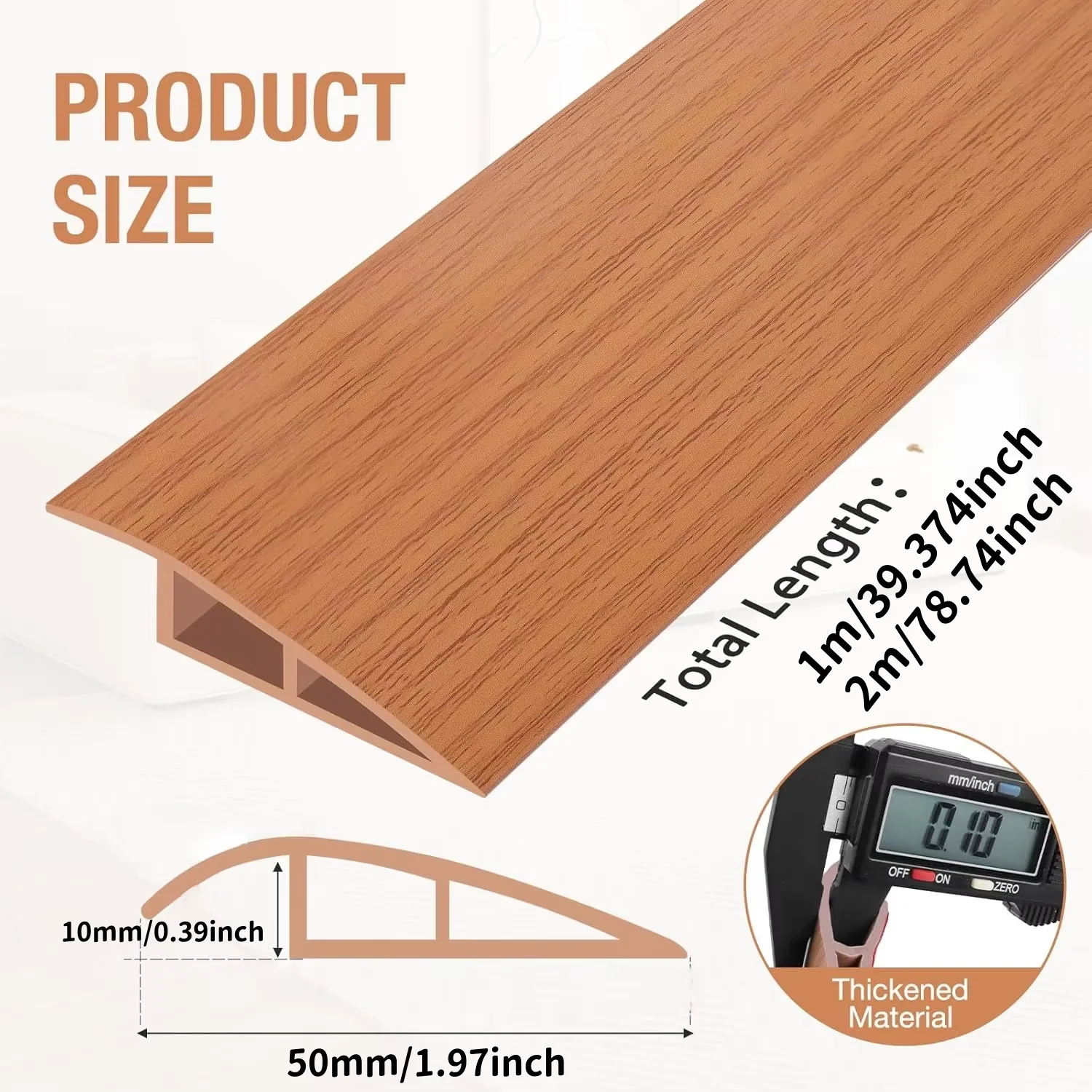 1PC 1/2m Durable Carpet to Tile Floor Transition Strip Wear-resistant Self Adhesive Edging Trim Cuttable PVC Flat Button Strip H