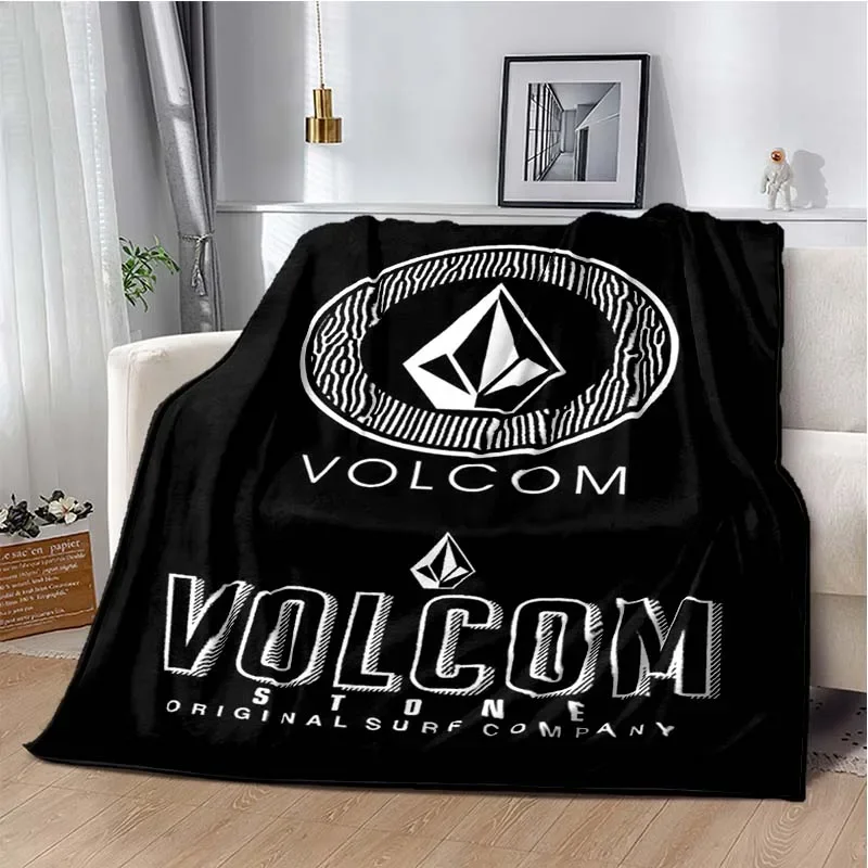 Fashionable V-volcom logo flannel blanket for home, living room, bedroom, soft and comfortable blanket, outdoor portable blanket