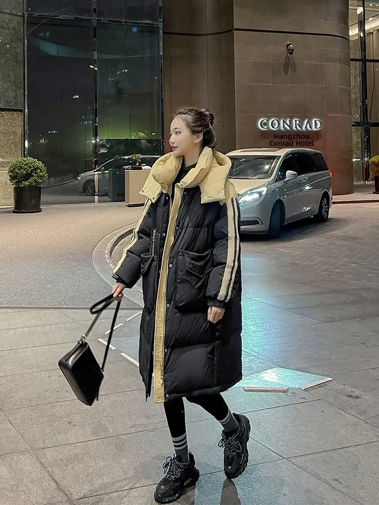 

Thiened Bla Mid-Length Du down Jaet Women's Knee-Length 90% White Du Feather Color Blo Winter Outerwear