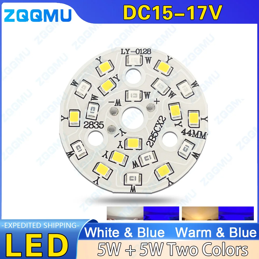 

10W LED Dual Color Chip DC15-17V Warm White & Blue White & Blue PCB Board Dual Color Lamp Bead DIY Diode Light Source Lighting