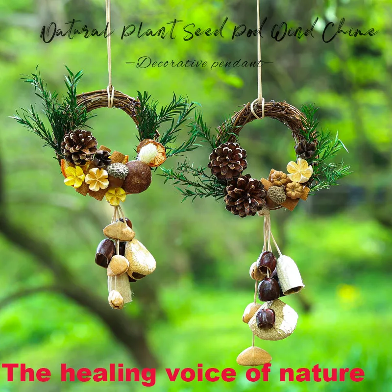 Natural Fruit Shell Wind Chimes Handcrafted Hand-cranked Bells Car Ornaments Garlands Atmospheric Home Decoration